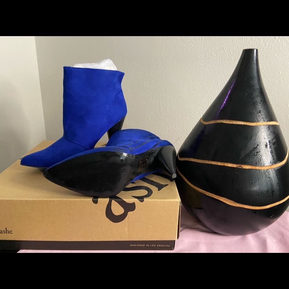 Blue, and black booties brand new